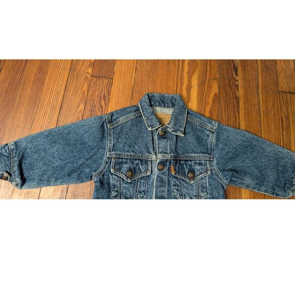 LEVI'S Blue Denim Jean Jacket Made In USA VTG Size 3 Orange Tab - Picture 3 of 9